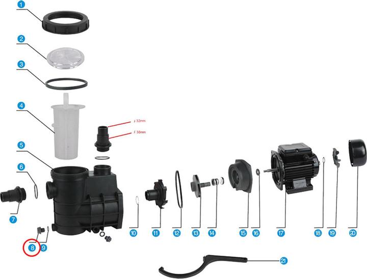 Actual product image SunSun Spare Part Swimming Pool Pump WilTec-200/300 Drain Plug