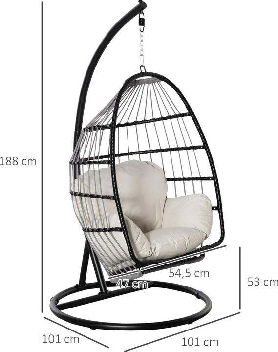Immagine prodotto Outsunny Sedia sospesa con cuscino (160 kg)