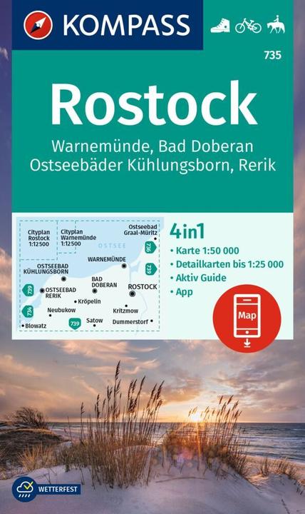 Actual product image KOMPASS Hiking Map 735 Rostock, Warnem