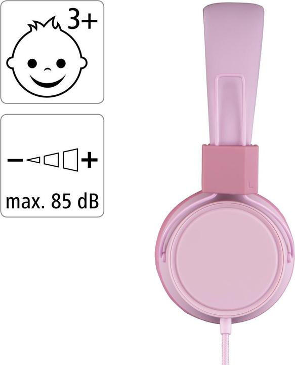 Actual product image Thomson HED8100P Children's headphones, on-ear, with cable, volume limiter, pink