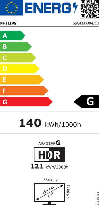 Label énergétique Philips 65OLED804 (65", OLED, 4K, 2019)