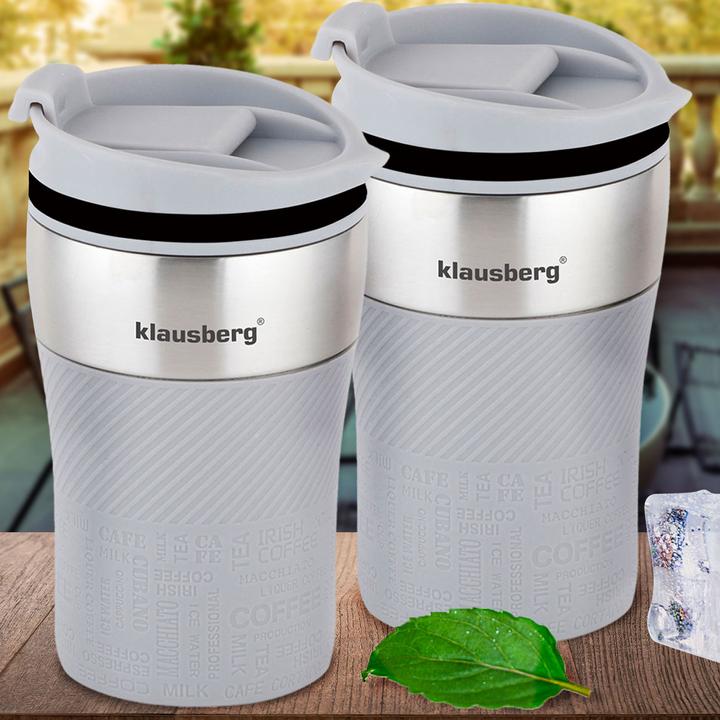Produktbild Klausberg 2er-Set Doppelwandiger Thermobecher, 280ml, grau (0.28 l)