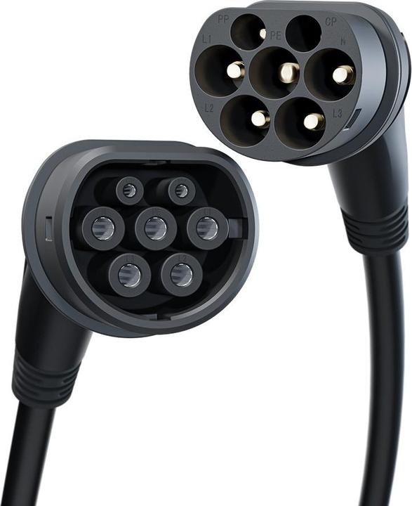 Immagine prodotto Go-E Cavo di ricarica per auto elettriche con spina di tipo 2 (edizione nera) (Tipo 2, 22 kW, 32 A, 7.50 m)