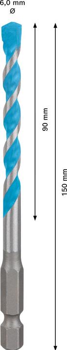 Immagine prodotto Bosch Professional Zubehör Trapano Expert HEX-9 MultiConstruction, 6 x 90 x 150 mm (6 mm)