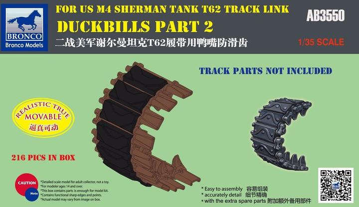 Actual product image Bronco Duckbills part 2 For US M4 SHERMAN TANK T62 Track Link