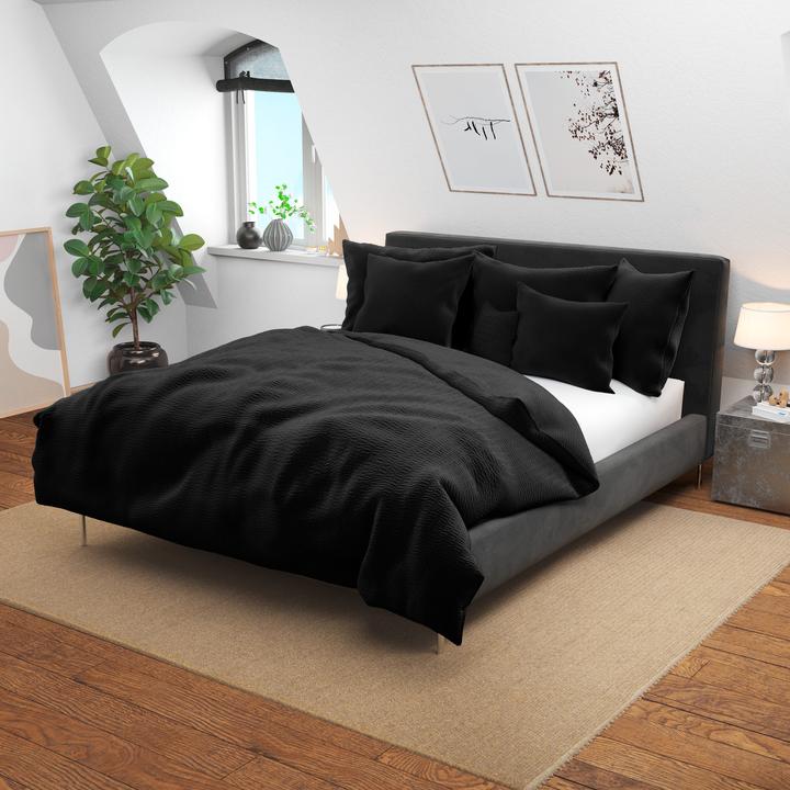 Image du produit Lotus Bettwaren Parure de lit en satin seersucker uni (Housse de couette, 200 x 210 cm)