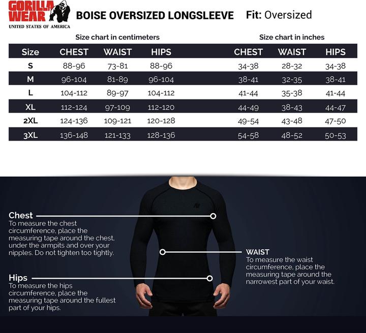 Immagine prodotto Gorilla Wear Boise Oversized a maniche lunghe nero (S)