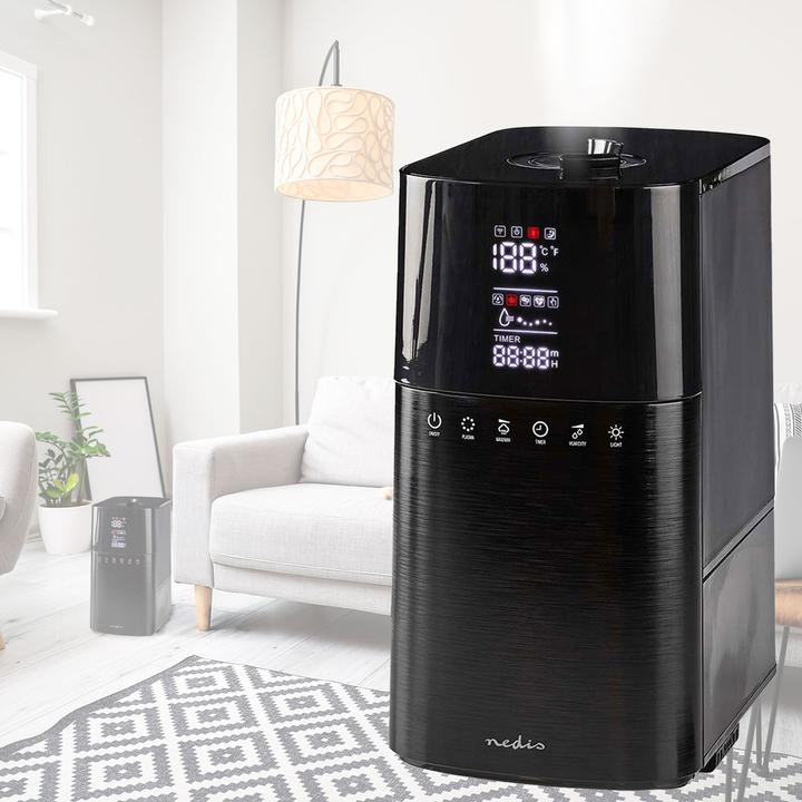 Actual product image Nedis Humidifier 30 W With cool mist 6 l Hygrometer Timer Suitable for space up to: 50 m² Fer (50 m²)