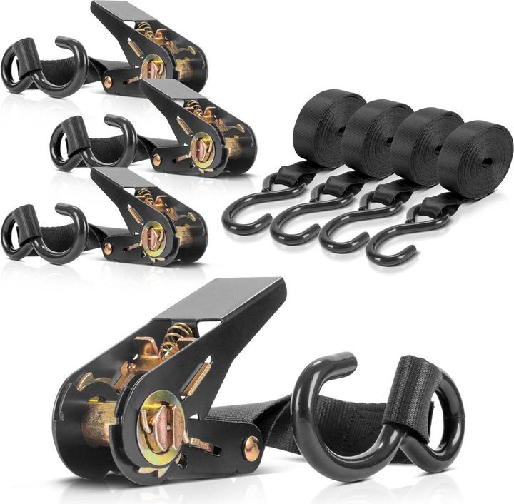 Actual product image Stahlwerk Ratchet strap with hook set of 4 5 m x 25 mm 800 kg lashing strap