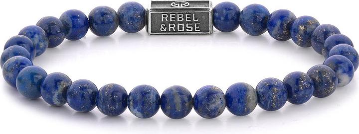 Rebel Rose - Silver beaded bracelet Lapis Lazuli RR-6S002-S - Dimension: 19 cm - L (19 cm, Lapis Lazuli, Edelstahl)