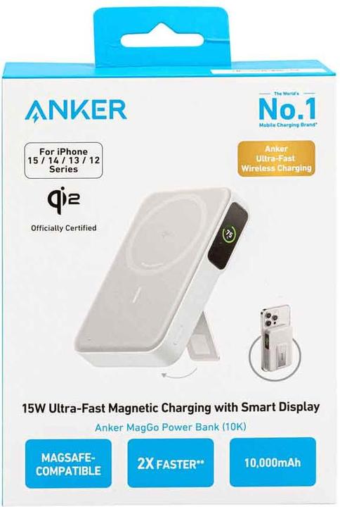 Produktbild Anker 633 magnetic Wireless Powerbank 15W 10000mAh 27W USB-C Port white (10000 mAh, 27 W, 27 Wh)