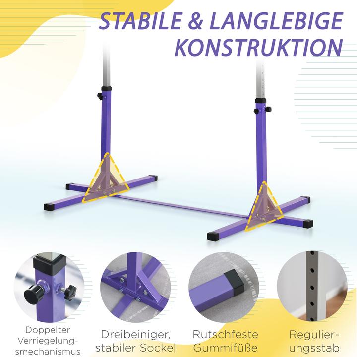 Image du produit Homcom Gymnastik-Turnreck Stahl, Buchenholz Violett