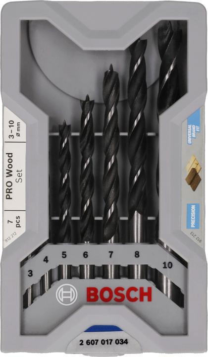 Produktbild Bosch Professional Zubehör PRO Wood Holzspiralbohrer-Set. 7-tlg. (8 mm, 10 mm, 4 mm, 3 mm, 5 mm, 6 mm, 7 mm)