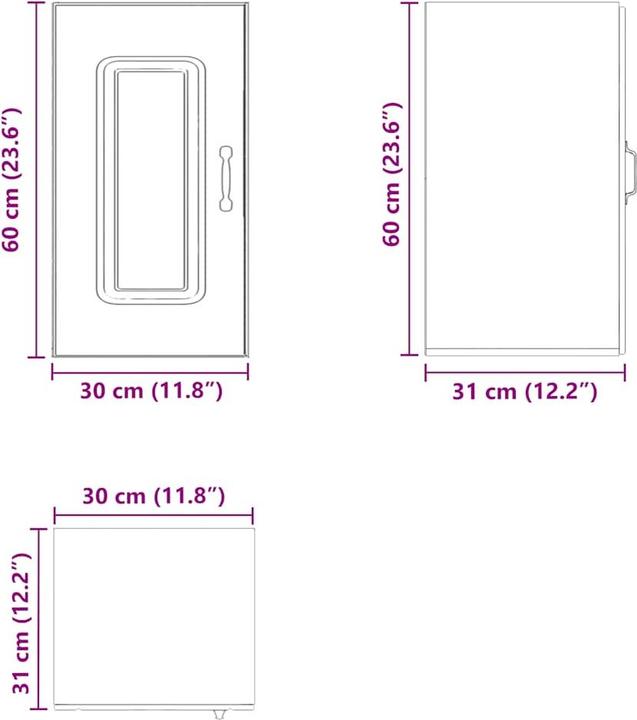 Produktbild VidaXL Küchen-Hängeschrank Kalmar Weiss Holzwerkstoff Wandschrank Küche (30 x 31 x 60 cm)