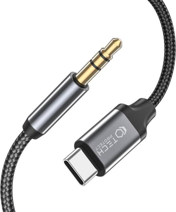 Actual product image Tech-Protect Cable USB USB-C - Mini jack 3.5 mm 1 m Black (THP1582) (1 m, USB, 3.5mm jack (AUX))