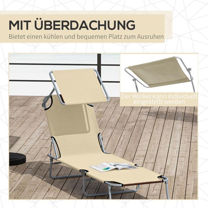 Produktbild Outsunny Sonnenliege mit Sonnenschutz (187 cm)