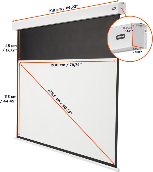Actual product image Celexon Motor screen Battery V2.0 Motor Pro Plus 200x113 cm 16:9 (90.35", 16:9)