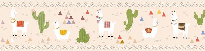 Produktbild A.S. Création Lovely Kids Kinderzimmer Relaxed Lamas mit süssen Lamas und Kakteen (15 x 500 cm)
