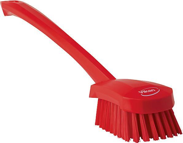 Actual product image Fincke Long handled washing brush, hard, pack of 10, red. (10 pcs.)