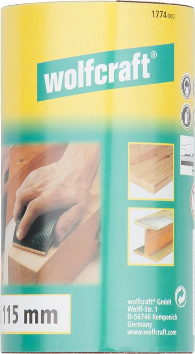 Produktbild wolfcraft Schleifpapierrolle für Holz/Metall, 5 m x 115 mm, Körnung 100 (100)