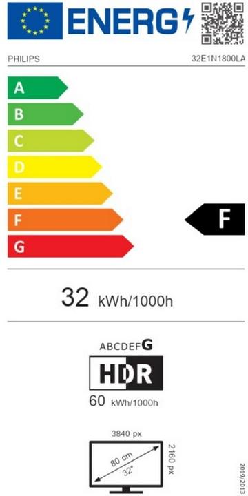Energy Label Philips 32E1N1800LA (3840 x 2160 Pixels, 31.50")