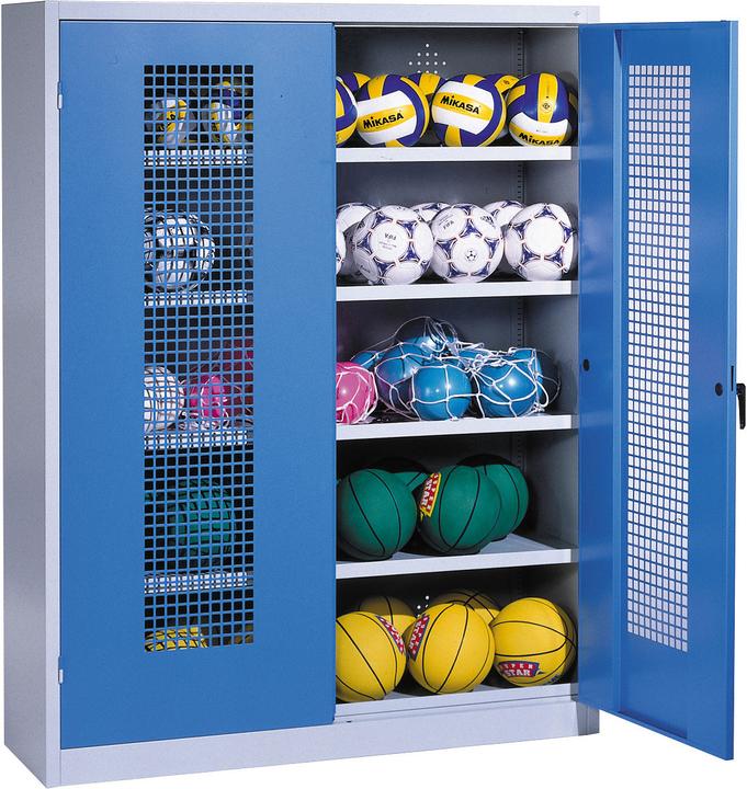 C+P Ballschrank (HxBxT: 195x150x50 cm, mit Lochblech-Flügeltüren, Typ 3)