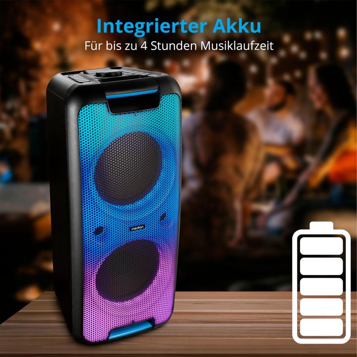 Produktbild Medion P61080 party sound system partyspeakers incl. microfoon, karaoke, oplaadbare batterij, Bluetooth, ec (4 h, Netzbetrieb)