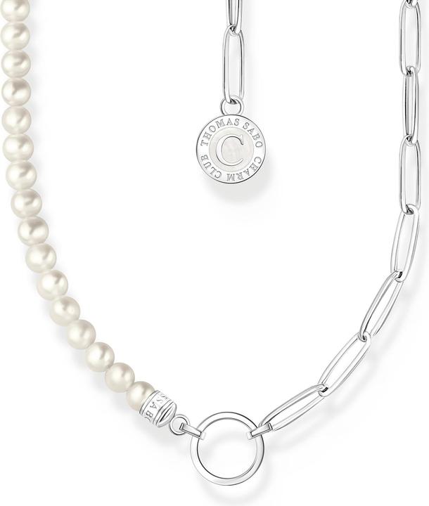 Produktbild Thomas Sabo Charm Halskette mit Weissen Perlen und Kettengliedern Silber (Emaille, 925er Silber, 40 - 45 cm)