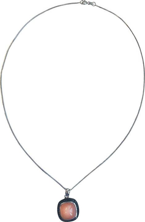 Immagine prodotto Xen Ciondolo con catena Peach Moonstone Cushion Cabochon 45 cm Argento 925 (Argento 925, 45 cm)