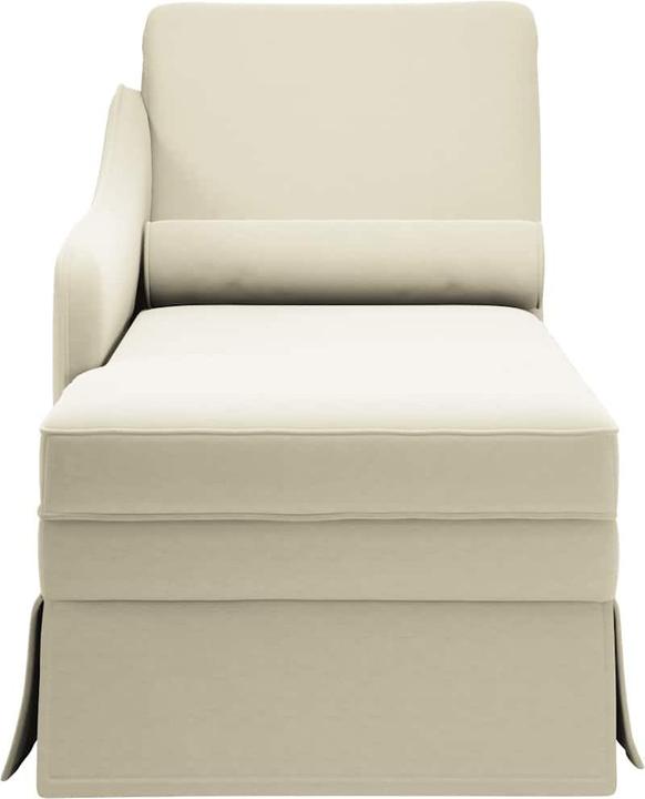 Image du produit VidaXL Chaise longue avec traversin et accoudoir droit Crème Velours