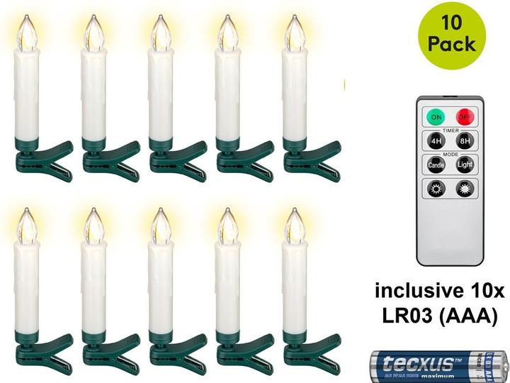 Image du produit Goobay 10 kabellose LED-Weihnachtsbaumkerzen (10 x)