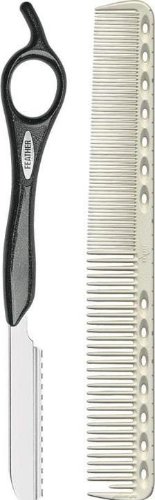 Feather Set - Styling Razor Rasiergerät inklusive Y.S. Park Schneidekamm G39