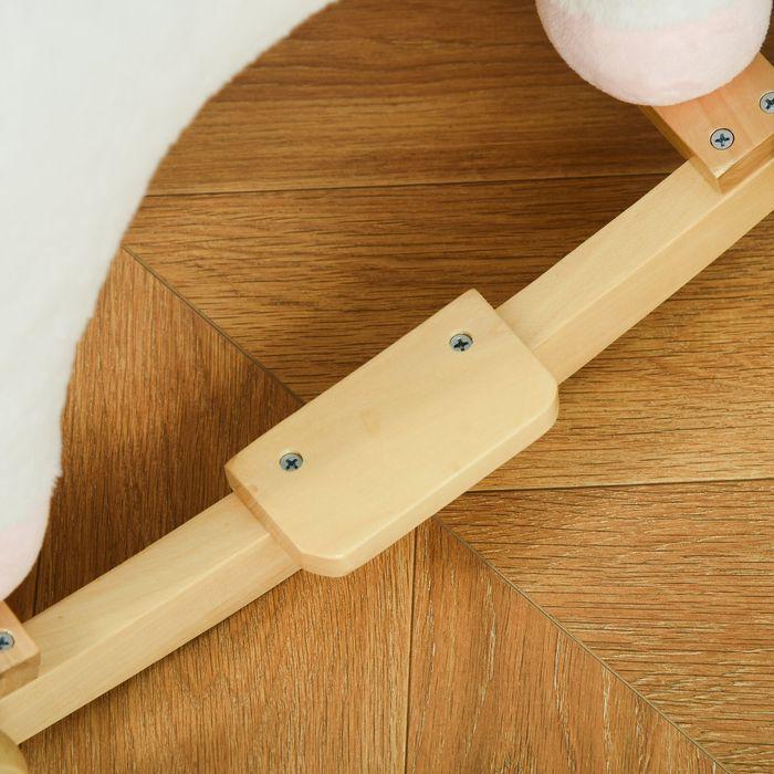 Immagine prodotto Swisshandel24 Cavallo a dondolo 2-IN-1 Animale a dondolo con ruote Peluche Bianco 63 x 38 x 63 cm