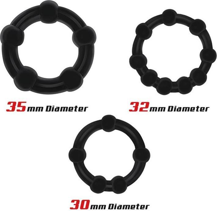 Immagine prodotto Beast Rings Set di 3 cockring flessibili con perline (3 cm)