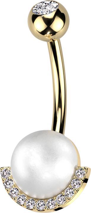 Immagine prodotto Star Piercing Banana placcata oro con sfera cristallo placcato oro argento e sfera perla cristalli argento argento (Ottone, Acciaio chirurgico 316L)