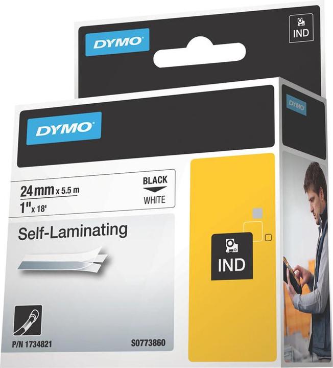 Dymo Rhino selbstlaminierendes Vinylband (2.40 cm, Weiss)