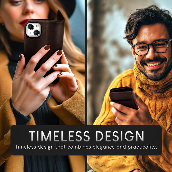 Actual product image Nalia Genuine leather flip case cover with magnetic fastener (Apple iPhone 15 Plus)