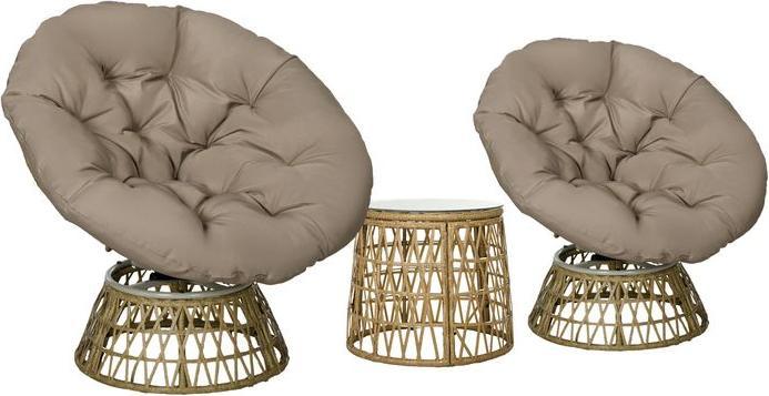 Immagine prodotto Swisshandel24 Gartenmöbel-Set 3-tlg., Bistro-Set inkl. Couchtisch, 2 Stühle, Gartensitzgruppe mit Kissen, Gartenga (45 cm)