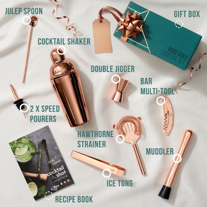 Immagine prodotto Oak & Steel Set da 10 cocktail in acciaio inox oro rosa (Set da cocktail)
