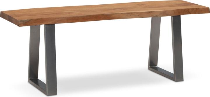 Produktbild FineBuy Garderobenbank Sitzbank Akazie Massivholz 120 cm Baumkante Flurbank (120 cm)