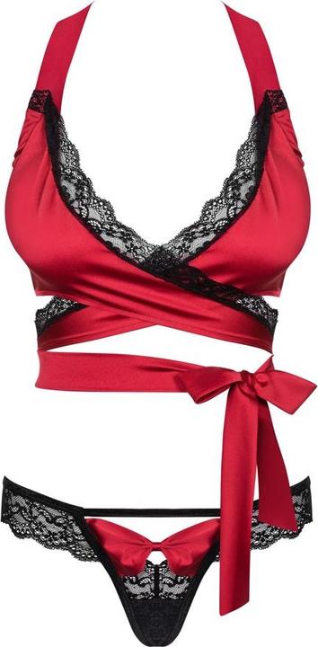 Image du produit Obsessive Sensuelia Ensemble de lingerie 2 pièces avec haut cache-coeur- Rouge (XXL)