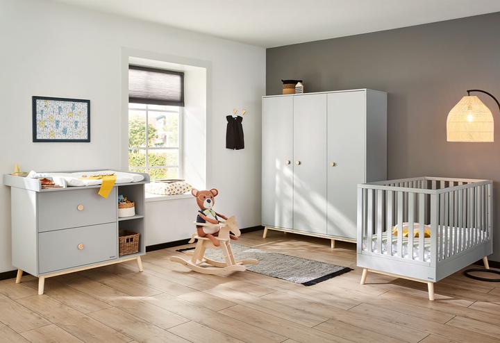Pinolino Kinderzimmer-Set 'Dusk' breit gross, 3-tlg. (Kinderkleiderschrank, Babybett, Wickelkommode)