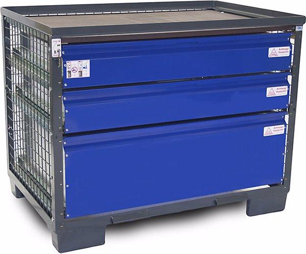 Image du produit Sth-Systeme Caisse-palette grillagée, avec 3 tiroirs verrouillables, en tôle galvanisée