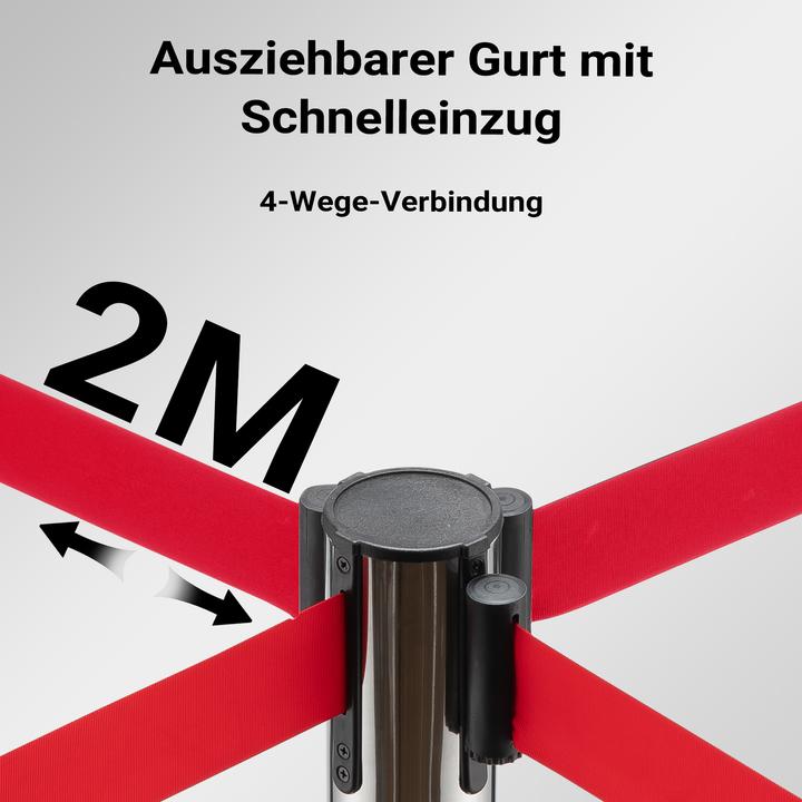 Produktbild Wiltec mobile Absperrpfosten 32x7x90cm silberfarben Stahl Personenleitsystem