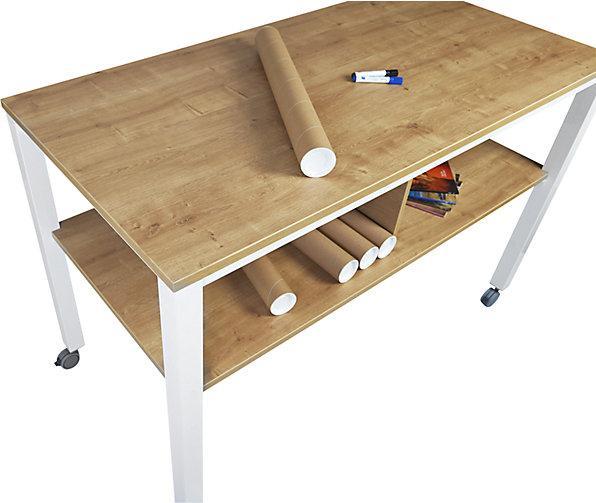 Actual product image Rocada E2008 multifunctional table, mobile, frame in white, worktop in grey. (160 x 100 x 80 cm)