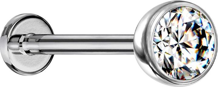 Produktbild Star Piercing Micro Threadless Labret silber Halbkugel mit Kristall silber (Titan G23, ohne Messing)