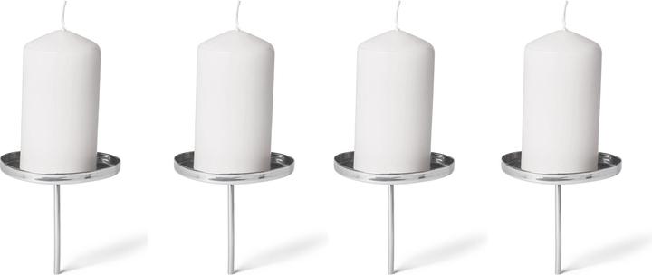 Produktbild Novaliv 8x Kerzentülle ohne Dorn 9cm SILBER Kerzenteller zur Dekoration Adventskranzdekor Stecken
