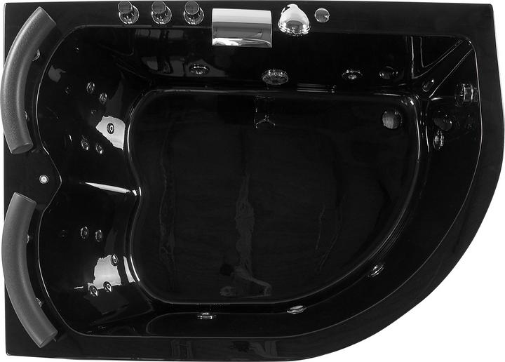 Produktbild Beliani Whirlpool Badewanne schwarz Eckmodell mit LED rechts 160 cm x 113 cm PARADISO (427 l, 160 cm, 113 cm)