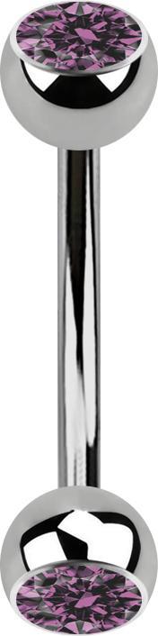 Produktbild Star Piercing Banane silber mit zwei Kugeln Kristall hellviolett (ohne Messing, Titan G23)