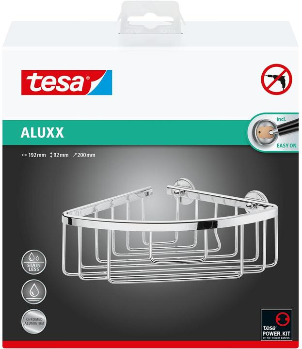 Produktbild tesa ALUXX Duschablage inkl. Klebelösung ohne Bohren (9 x 21.5 x 22 cm)
